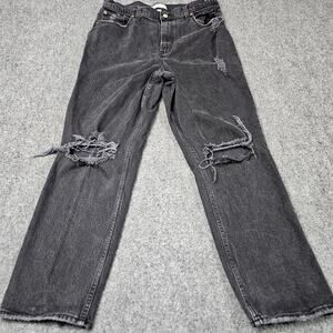 Abercrombie Fitch Jeans 32 / 14R Black Denim 90s Straight Ultra High Rise Curvy